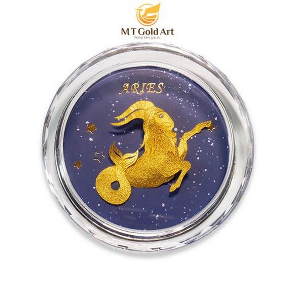 Chặn giấy pha lê - 12 cung hoàng đạo mạ vàng 1