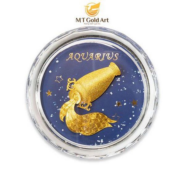 Chặn giấy pha lê - 12 cung hoàng đạo mạ vàng 11