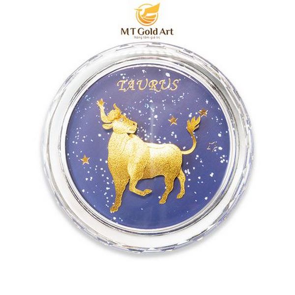 Chặn giấy pha lê - 12 cung hoàng đạo mạ vàng 2