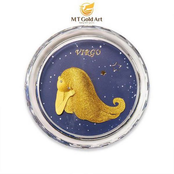 Chặn giấy pha lê - 12 cung hoàng đạo mạ vàng 6