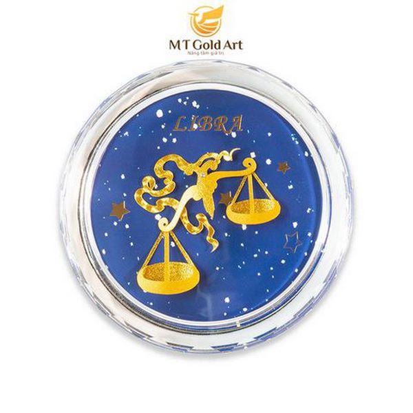 Chặn giấy pha lê - 12 cung hoàng đạo mạ vàng 7