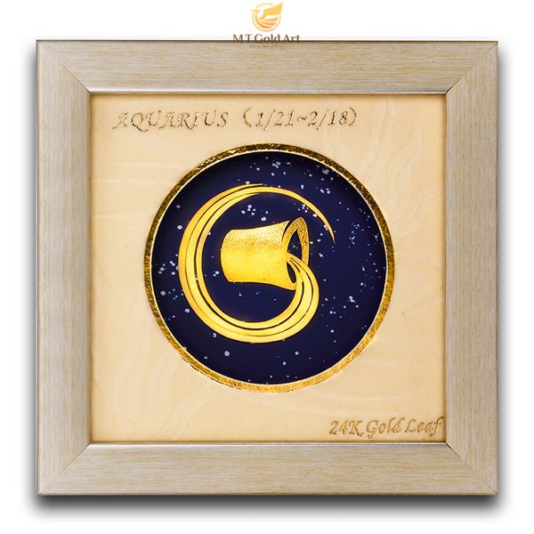 tranh hoàng đạo cung bảo bình dát vàng