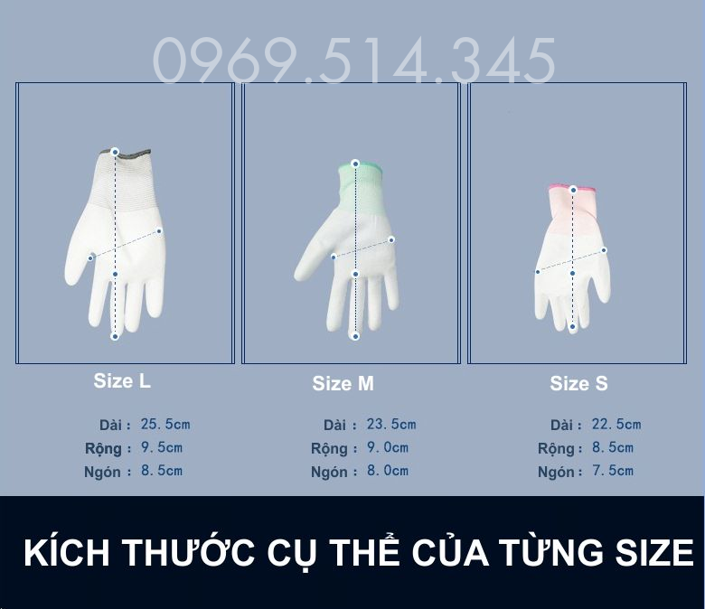 Găng có nhiều size, phù hợp với tất cả người sử dụng