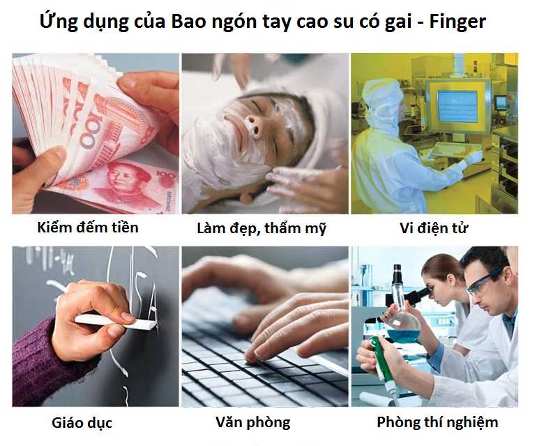 Bao ngón tay cao su có ứng dụng rất rộng rãi trong nhiều lĩnh vực