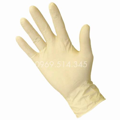Găng tay có phủ bột Latex màu trắng sữa 
