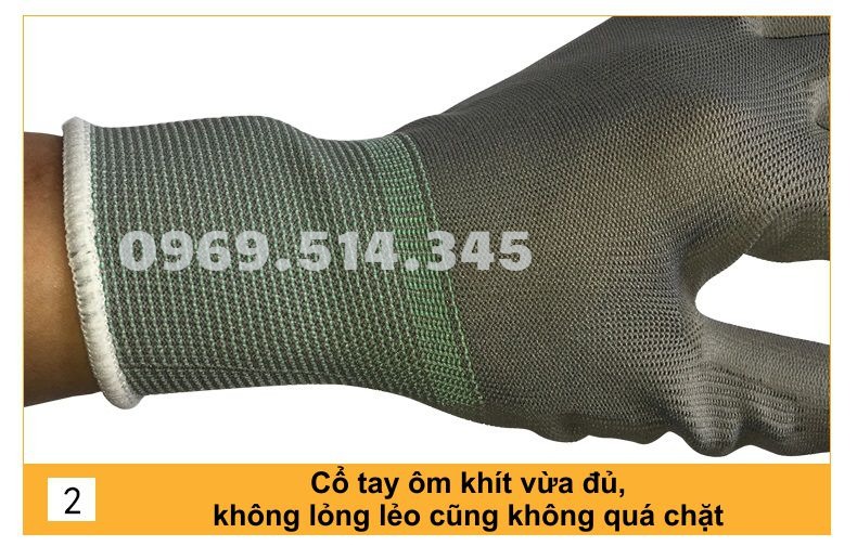 Thiết kế thun ôm cổ tay không dễ bị tuột, được phủ nhám tăng độ ma sát 
