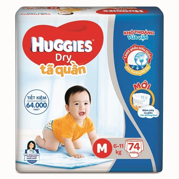 Tã quần Huggies cỡ đại (M74, L68, XL62, XXL56)