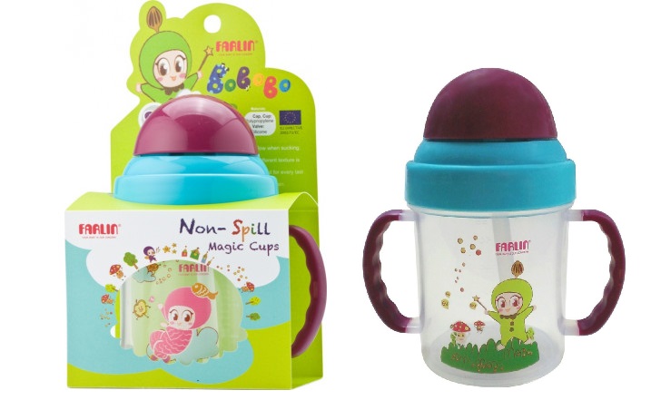 Bình tập uống ống hút chống tràn Farlin 240ml