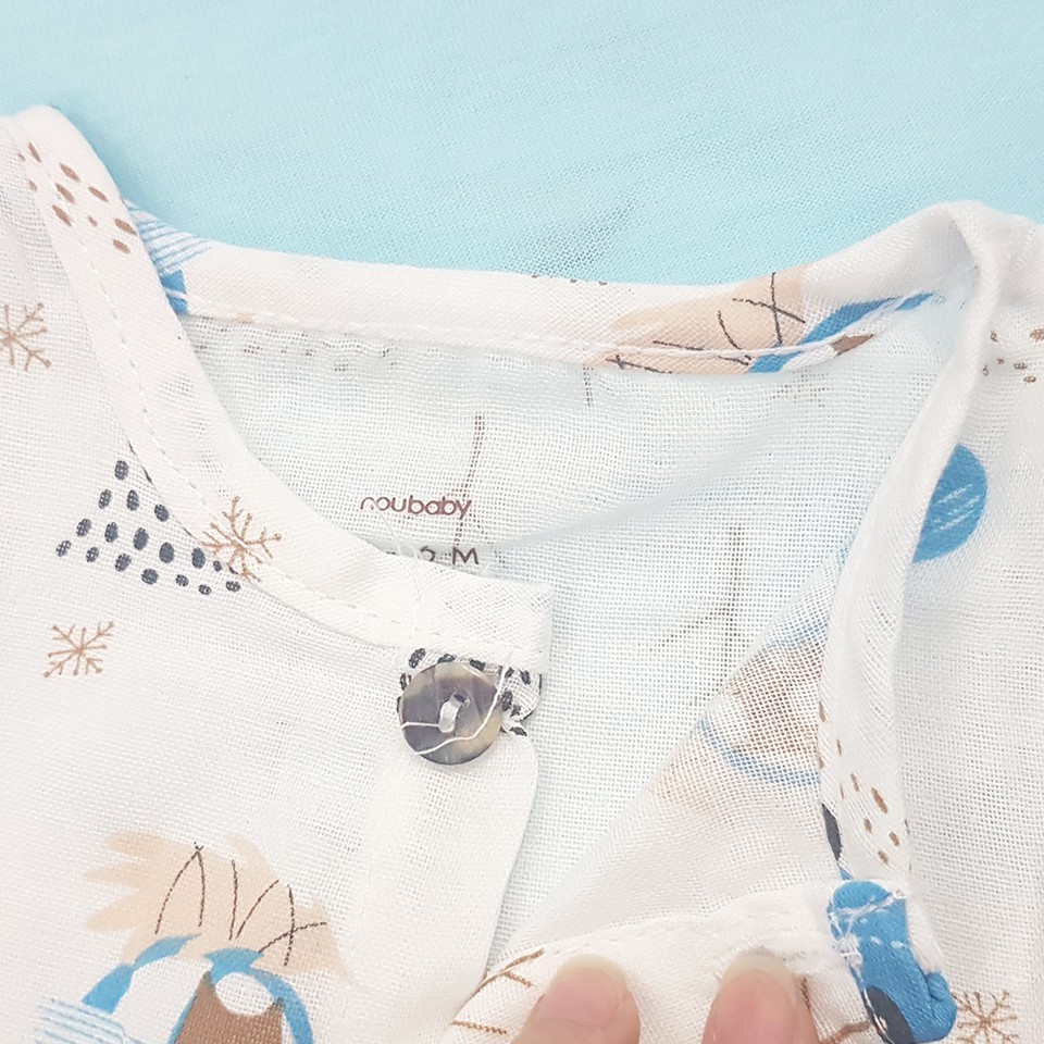 Bộ quần áo sơ sinh cộc tay vải xô Noubaby