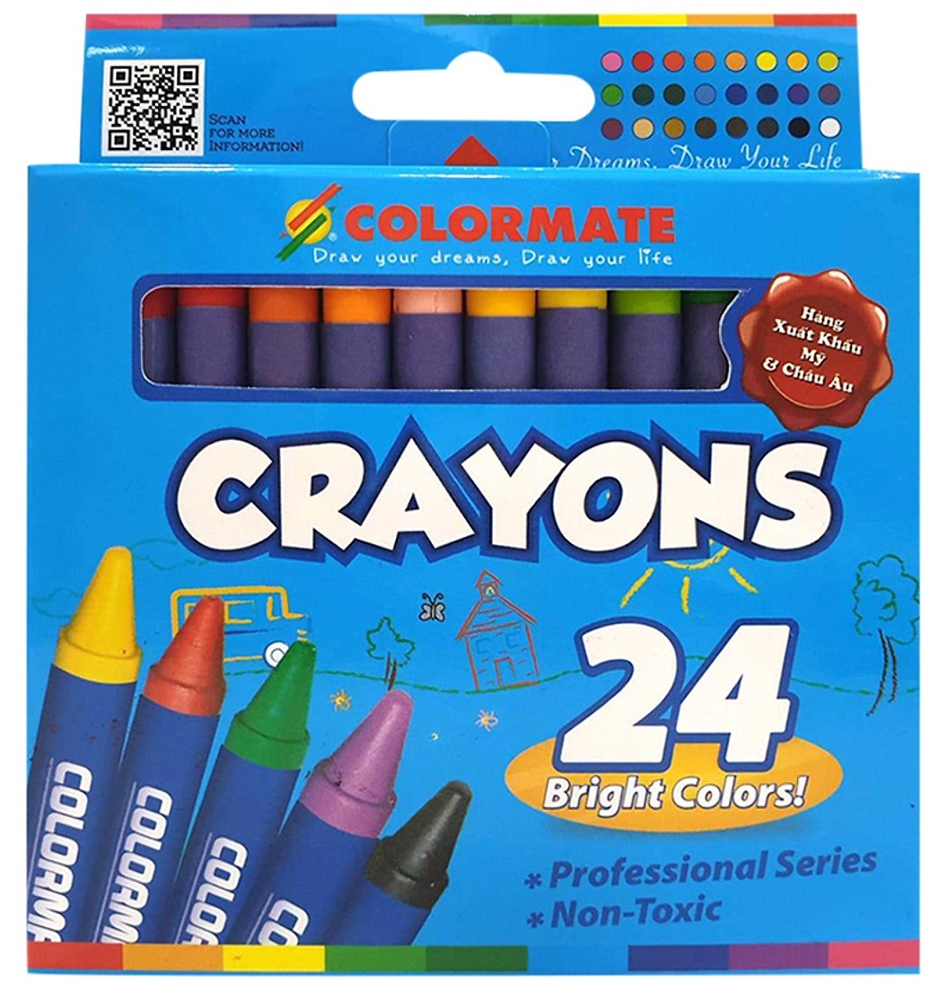 Bút sáp màu 24 cây hộp giấy (CRAYONS-24P)