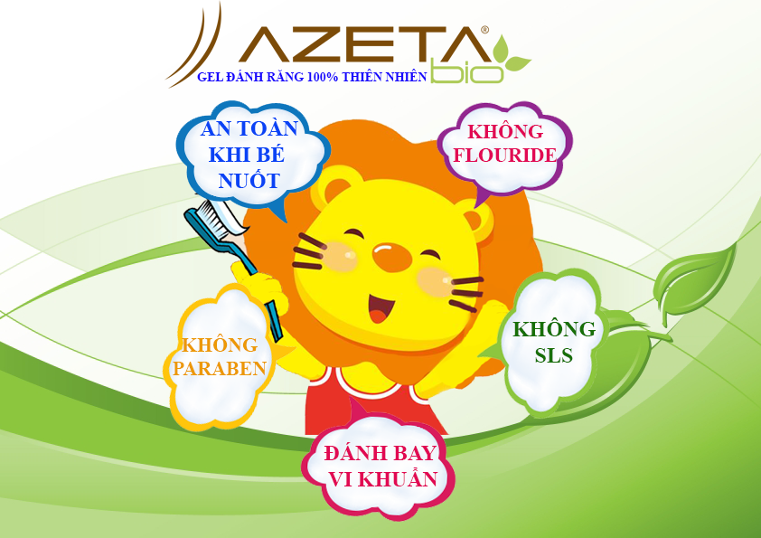 Kem đánh răng hữu cơ Azetabio vị chanh (3-7 tuổi)