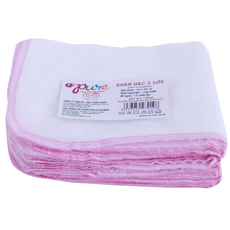 Khăn sữa 3 lớp cao cấp Thanh Xuân 24 x 28cm