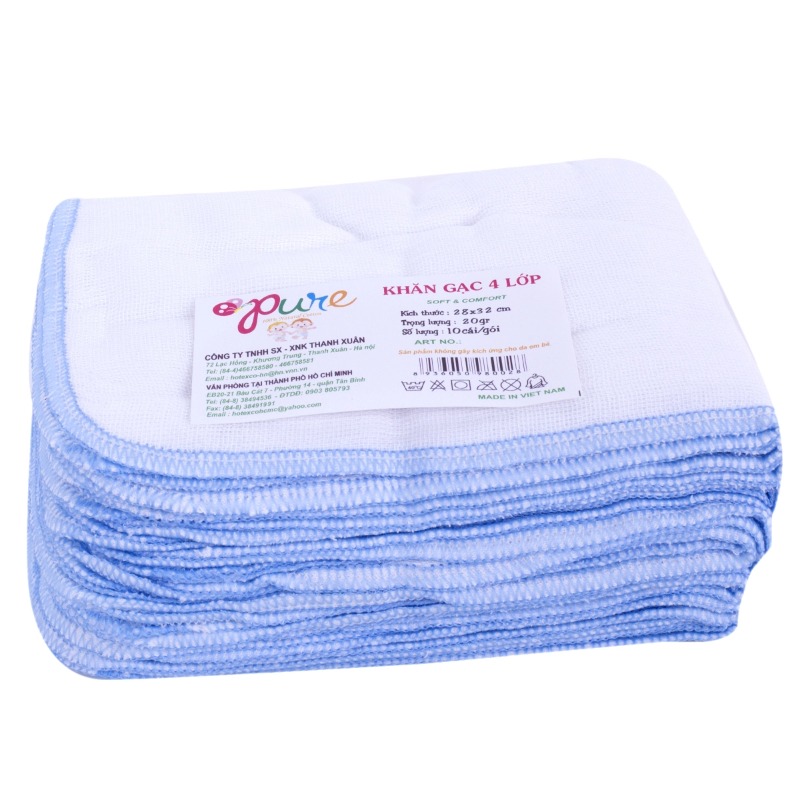 Khăn sữa 4 lớp cao cấp Thanh Xuân 28x32 cm