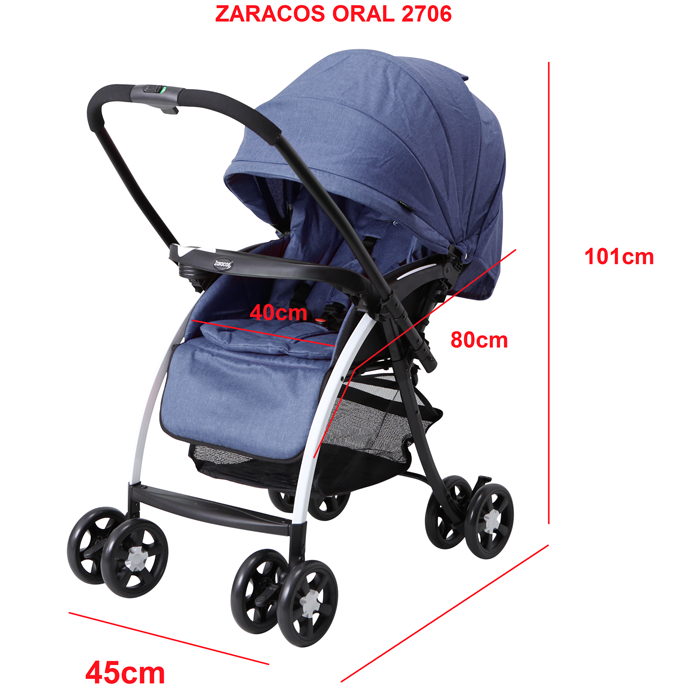 Xe đẩy 2 chiều Zaracos Oral 2706 tích thước của xe đẩy