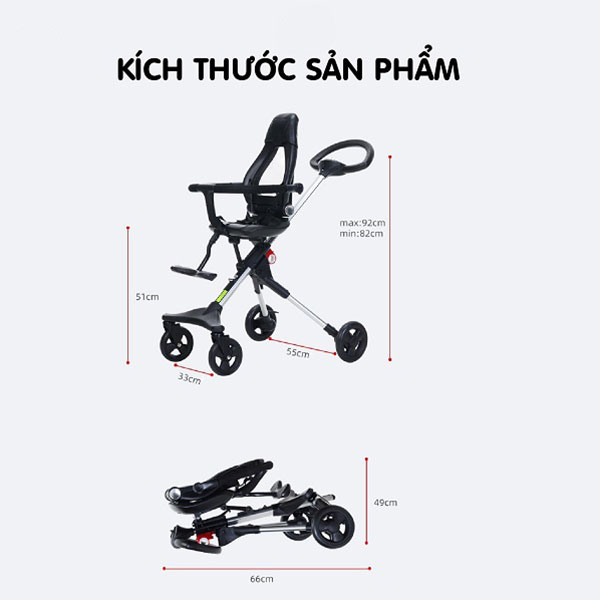 Kích thước xe đẩy du lịch cao cấp Tomorrow