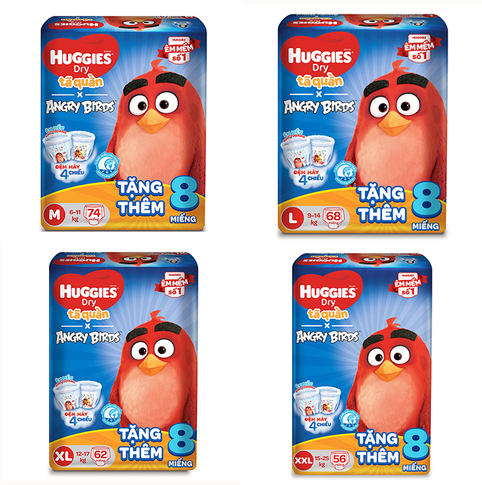 Tã quần Huggies cỡ đại (M74, L68, XL62, XXL56)