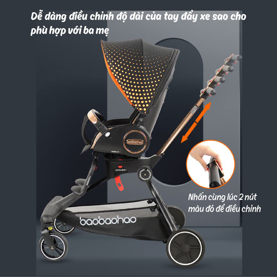 Tay đẩy xe du lịch cao cấp Baobaohao V9