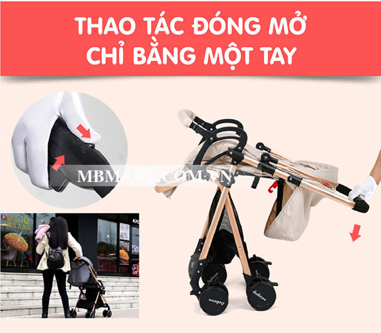 Xe đẩy Belecoo hai chiều gấp gọn PM-0206 (nhiều màu)