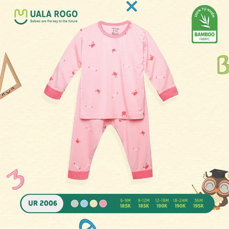 Bộ quần áo Uala Rogo Jaclan bamboo UR2006 dài tay cài vai