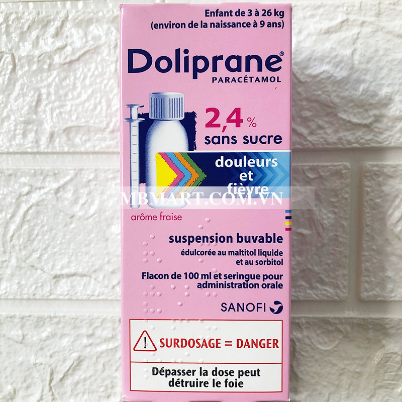 Siro hạ sốt của Pháp Doliprane 2.4% Sans Sucre 100ml