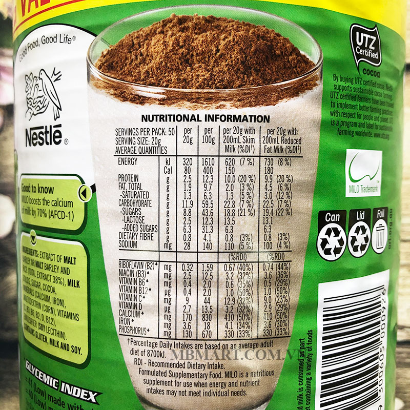 Sữa bột Milo Úc tăng trưởng chiều cao (1kg)