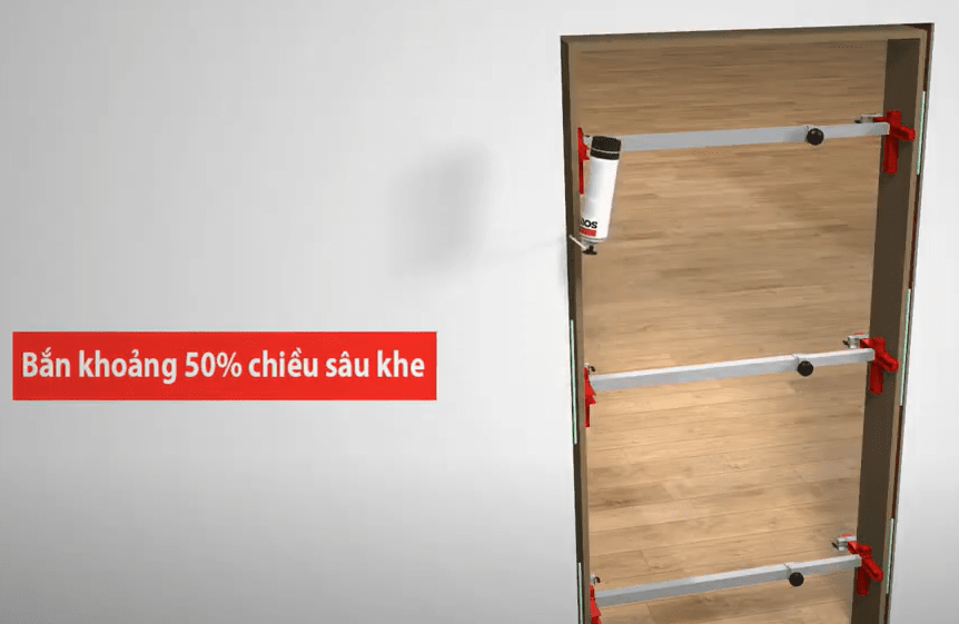 Quy trình thi công bơm keo bọt nở foam xốp cho khung bao cửa nhôm | cửa gỗ | cửa nhựa composite