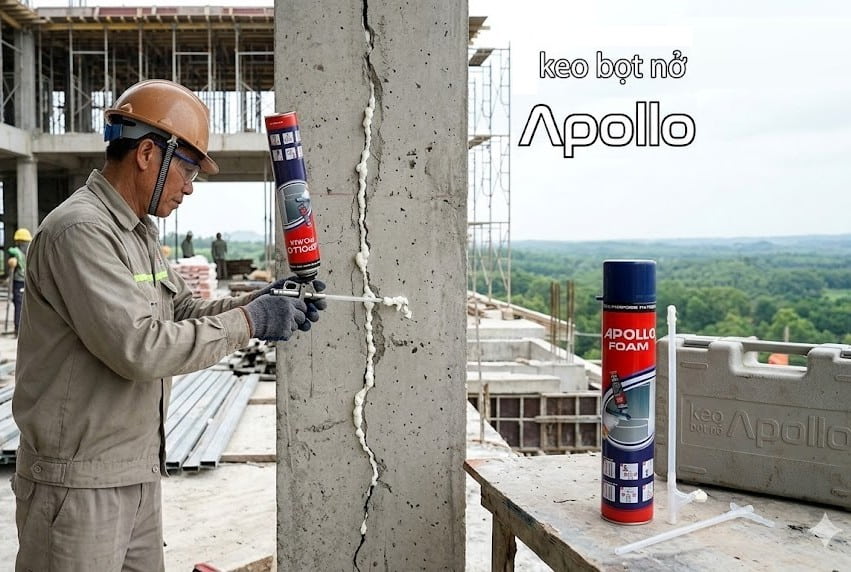 Keo Apollo Foam 1 chai dùng được bao nhiêu mét? Cách tính định mức chuẩn cho nhà thầu