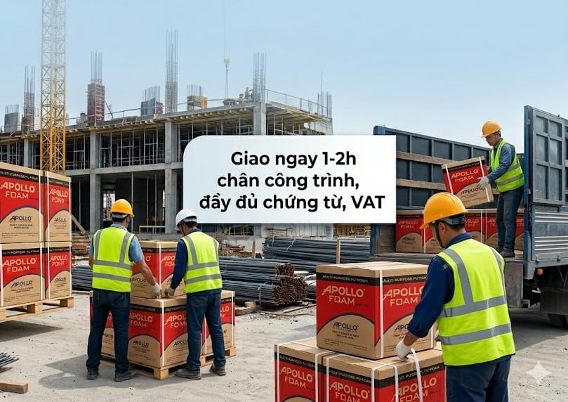 Sẵn kho keo Apollo Foam Hà Nội: Giao ngay 1-2h chân công trình, đầy đủ chứng từ, VAT