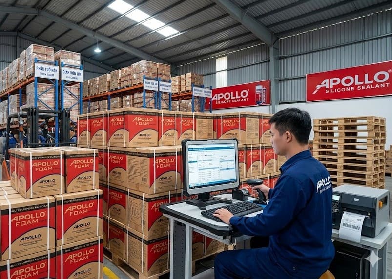 Quy trình mua Keo Apollo Foam nhanh cho nhà thầu: Từ báo giá đến hóa đơn VAT trong 15 phút