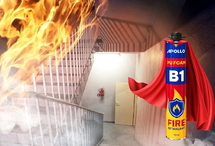 Thi công ngăn cháy lan các tầng nhà bằng keo Apoloo foam B1