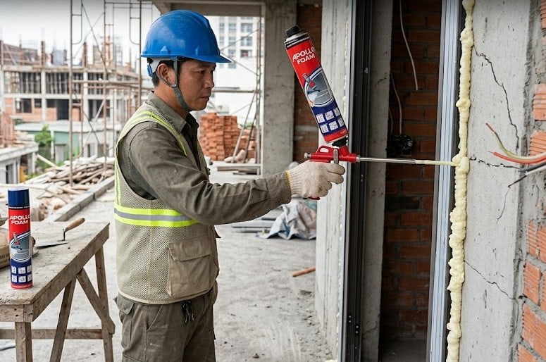 Tính định lượng keo Apollo foam khi thi công được bao nhiêu mét