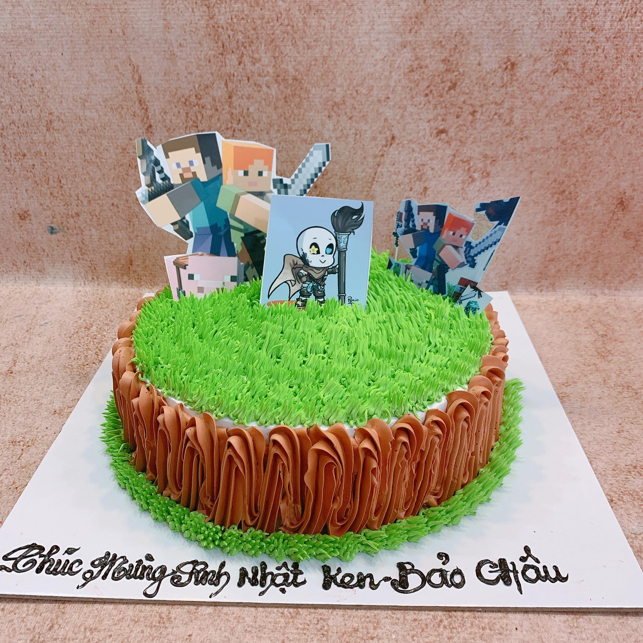 Bánh sinh nhật Minecraft tặng sinh nhật các game thủ trẻ 7712  Bánh fondant
