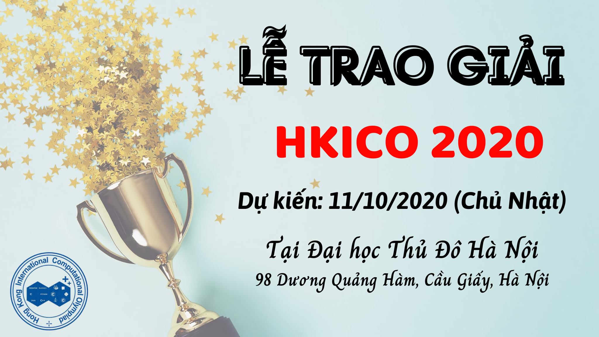 THÔNG TIN VỀ LỄ TRAO GIẢI KỲ THI OLYMPIC TIN HỌC QUỐC TẾ HKICO 2020