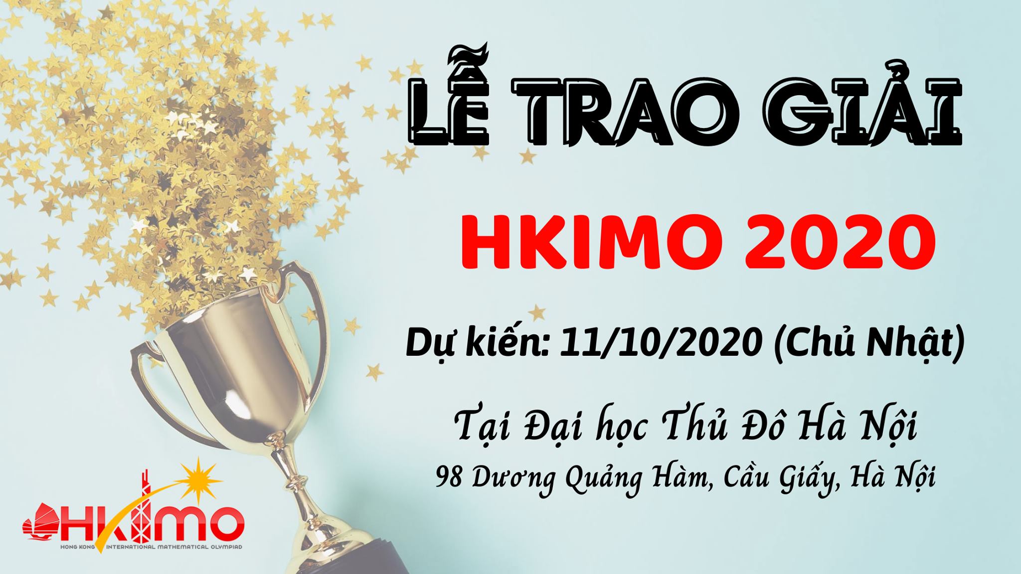 THÔNG TIN VỀ LỄ TRAO GIẢI KỲ THI OLYMPIC TOÁN QUỐC TẾ HKIMO 2020