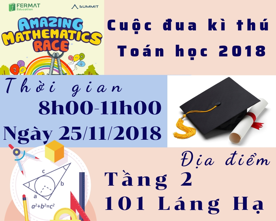 THỜI GIAN - ĐỊA ĐIỂM TỔ CHỨC CUỘC ĐUA KÌ THÚ TOÁN HỌC 2018 - THÁNG 11