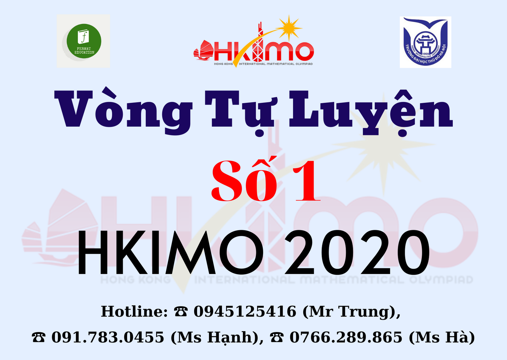 Vòng tự luyện số 1 kỳ thi Toán quốc tế HKIMO 2020