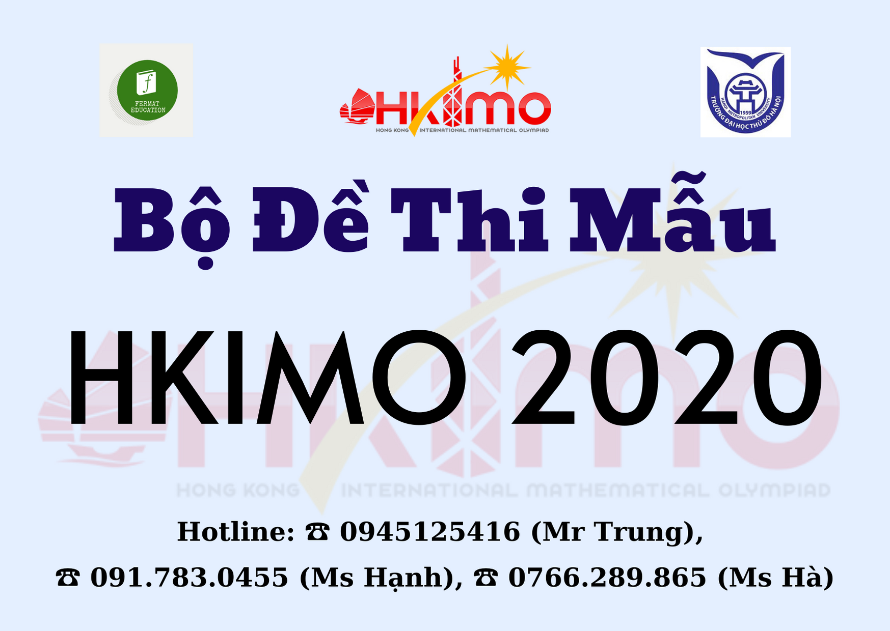 Đề mẫu kỳ thi Olympic Toán quốc tế HKIMO 2020