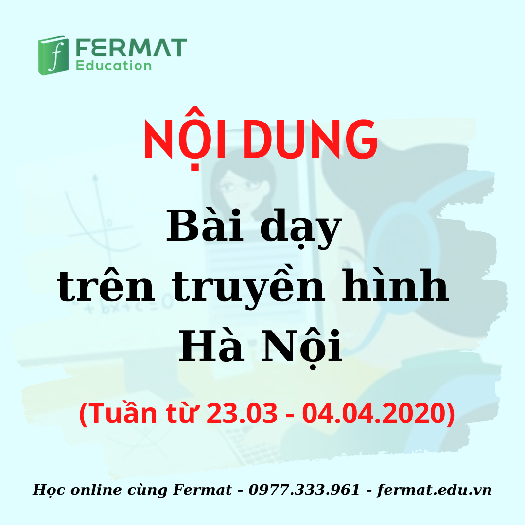 Nội dung bài dạy trên truyền hình Hà Nội (Tuần từ 23.03 - 04.04.2020)