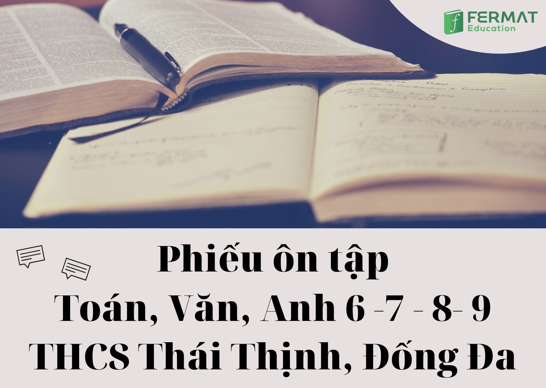Phiếu bài tập ôn tập các lớp 6, 7, 8, 9 các môn Toán, Ngữ văn và Tiếng Anh của trường THCS Thái Thịnh, quận Đống Đa, Hà Nội