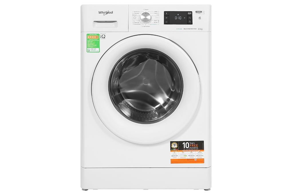 Máy giặt quần áo Whirlpool Inverter 8 Kg FFB8458WV EU