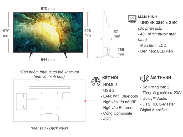 Android Tivi Sony 4K 43 inch KD-43X7500H