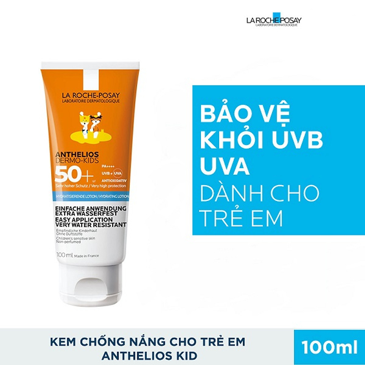 Kem chống nắng dạng sữa cho trẻ em La Roche-Posay Anthelios Dermo Kid SPF 50+ UVB & UVA 100ml