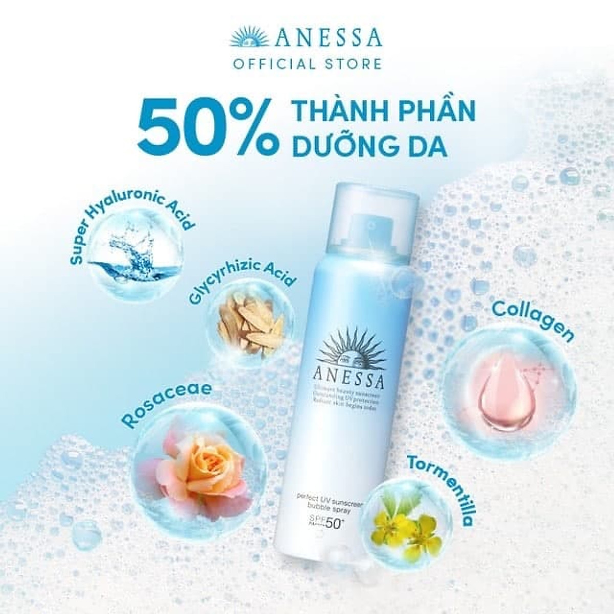 Xịt chống nắng bảo vệ hoàn hảo toàn thân dạng bọt Anessa SPF 50+ PA++++ 60g