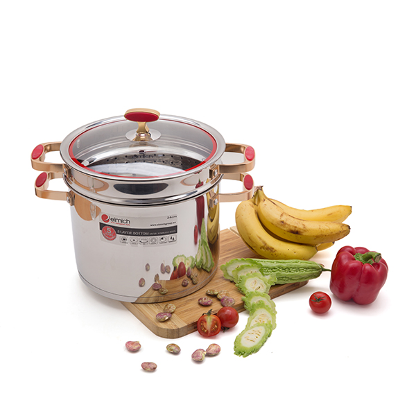 Nồi hấp ELMICH Inox 304 Red Velvet 24cm EL5585 dùng cho bếp từ