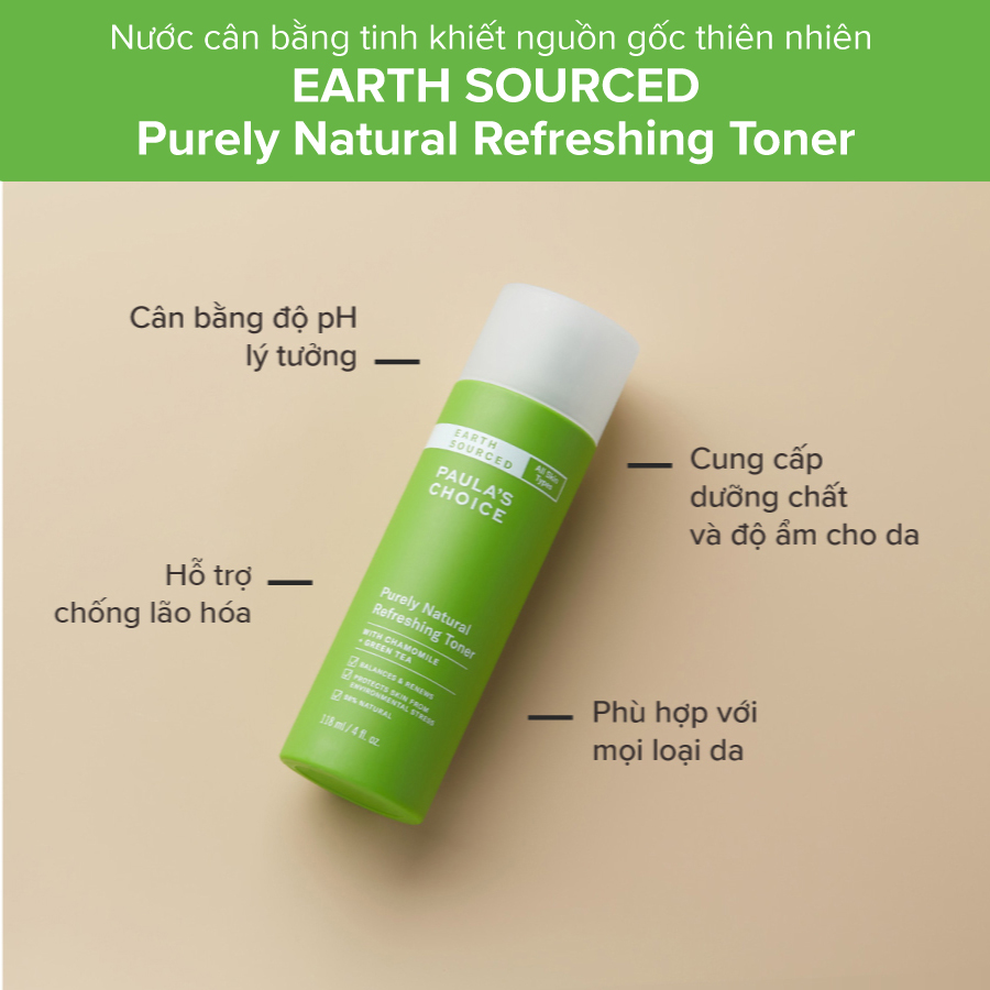 Toner tinh khiết nguồn gốc thiên nhiên Paula's Choice Earth Sourced Purely Natural Refreshing Toner 118ml