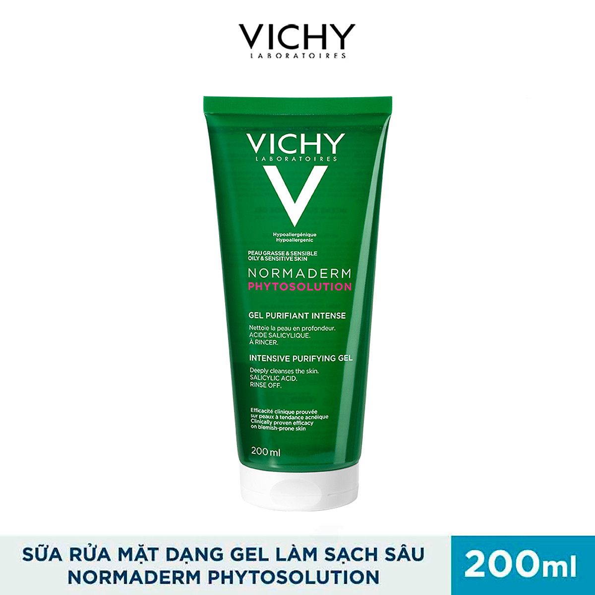 Sữa rửa mặt dạng gel làm sạch sâu giảm bã nhờn Vichy Normaderm Phytosolution 200ml