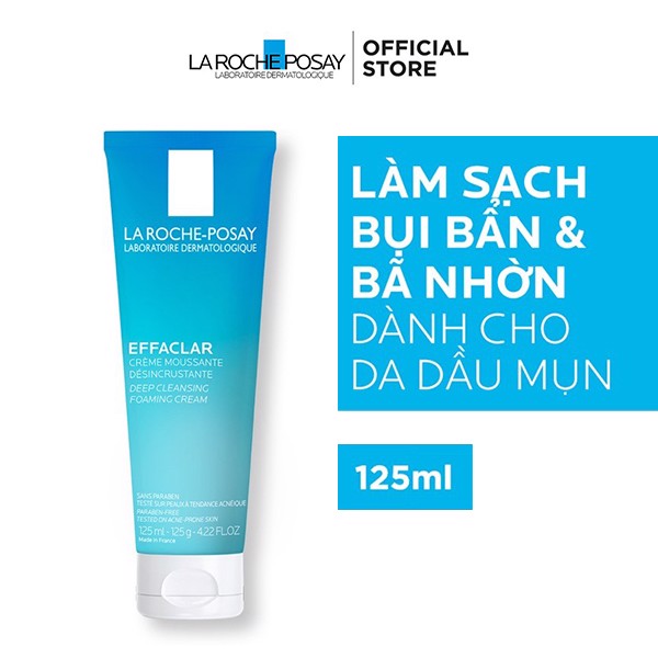 Sữa rửa mặt làm sạch sâu và se khít lỗ chân lông không gây khô da La Roche-Posay Effaclar 125ml