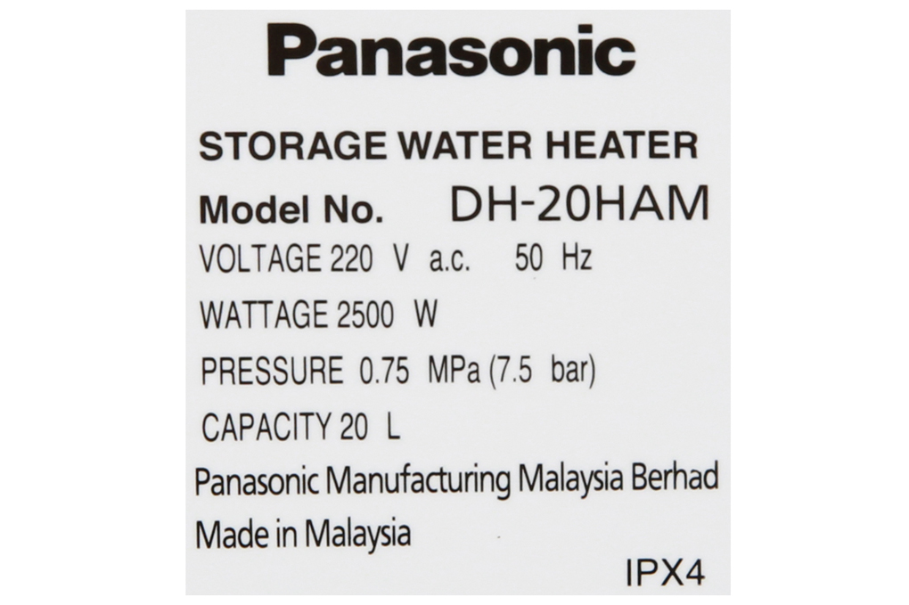 Bình nước nóng Panasonic DH-20HAMVW 20 Lít