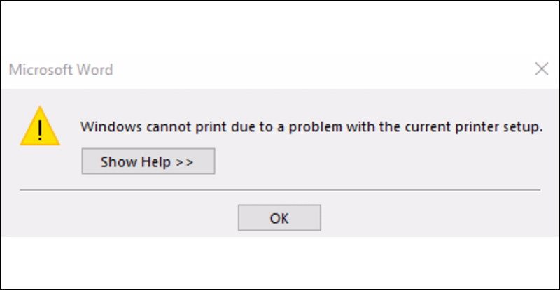 Hướng dẫn sửa lỗi word cannot print due to a problem with the printer setup