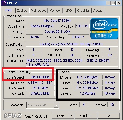 Các thông số kỹ thuật của CPU